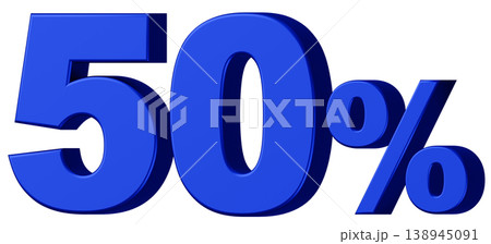 3D素材_数字_50%_メタリック_青 138945091