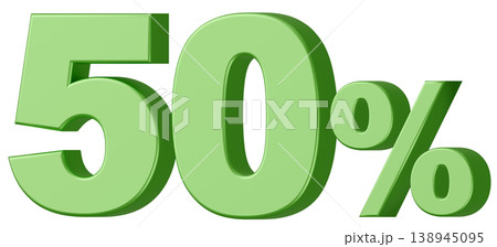 3D素材_数字_50%_メタリック_緑 138945095