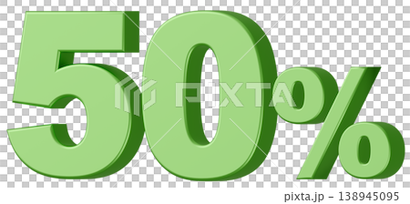 3D素材_数字_50%_メタリック_緑 138945095