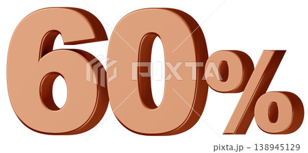 3D素材_数字_60%_メタリック_金 138945129