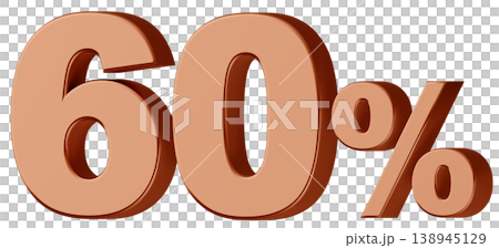 3D素材_数字_60%_メタリック_金 138945129