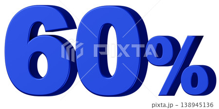3D素材_数字_60%_メタリック_青 3D素材_数字_60%_メタリック_青 138945136