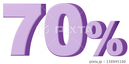 3D素材_数字_70%_メタリック_紫 138945180