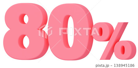 3D素材_数字_80%_ピンク 3D素材_数字_80%_ピンク 138945186