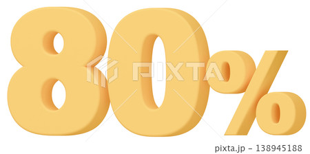 3D素材_数字_80%_黄色 138945188