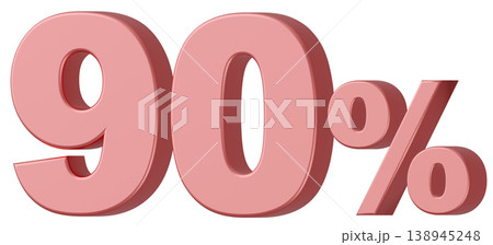 3D素材_数字_90%_メタリック_ピンク 3D素材_数字_90%_メタリック_ピンク 138945248
