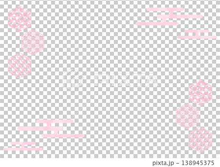 Japanese-style decorative frame, watercolor colors, traditional Japanese patterns. 138945375