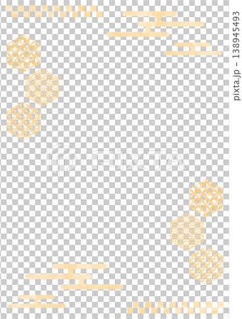 Japanese-style decorative frame, watercolor colors, traditional Japanese patterns, vertical orientation. Japanese-style decorative frame, watercolor colors, traditional Japanese patterns, vertical orientation. 138945493