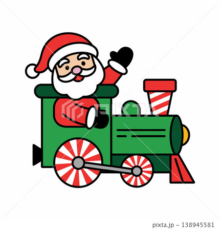 Santa Claus Riding Christmas Toy Train Illustration Santa Claus Riding Christmas Toy Train Illustration 138945581