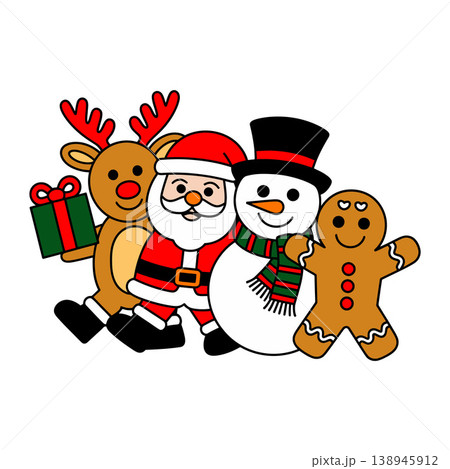 Christmas Characters Group Cartoon Illustration Christmas Characters Group Cartoon Illustration 138945912