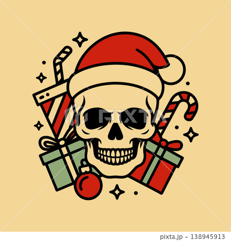 Santa Skull Christmas Gothic Holiday Art Santa Skull Christmas Gothic Holiday Art 138945913