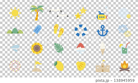 夏のあしらいイラスト素材セット 夏のあしらいイラスト素材セット 138945959