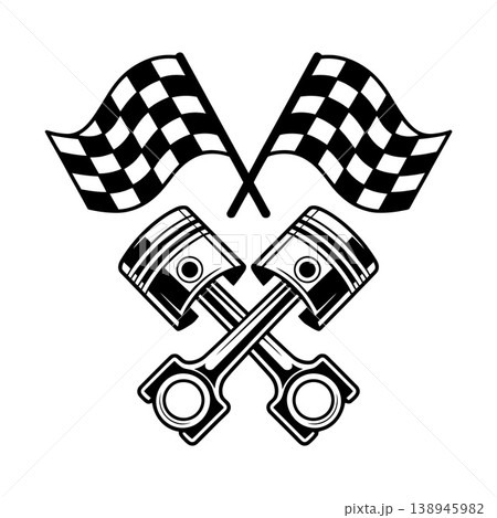 Racing Pistons and Checkered Flags Illustration Racing Pistons and Checkered Flags Illustration 138945982