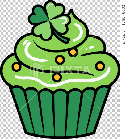 Lucky Clover Cupcake Saint Patrick's Day Illustration Lucky Clover Cupcake Saint Patrick's Day Illustration 138946002