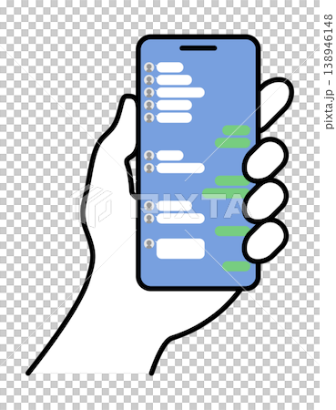 Handheld smartphone messaging app screen vector material Handheld smartphone messaging app screen vector material 138946148