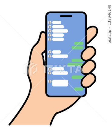 手持ちスマホ メッセージアプリ画面 ベクター素材 手持ちスマホ メッセージアプリ画面 ベクター素材 138946149
