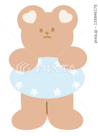 Illustration of teddy bear and blank space for chat box, insert text, message, dialogue, childhood, youth, forever young, animal, sticker, cartoon, character, comic, mascot, toy, doll, zoo, souvenir 138946178