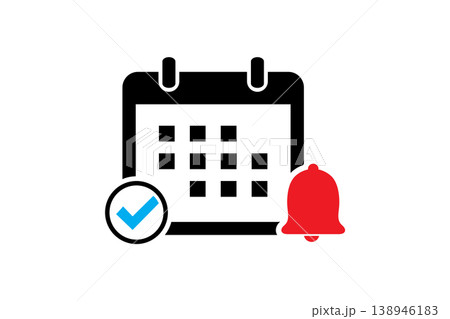 Calendar Reminder Icon With Check Mark and Notification Bell For Scheduled Events And App Alerts Calendar Reminder Icon With Check Mark and Notification Bell For Scheduled Events And App Alerts 138946183