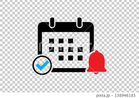Calendar Reminder Icon With Check Mark and Notification Bell For Scheduled Events And App Alerts Calendar Reminder Icon With Check Mark and Notification Bell For Scheduled Events And App Alerts 138946183