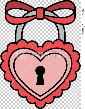 Heart Padlock with Bow Cartoon Illustration Heart Padlock with Bow Cartoon Illustration 138946190
