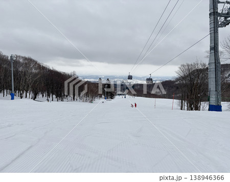 Niseko, Japan - April 3, 2025 : Snowboarders and skiers enjoy activities at Annupuri ski resort, Niseko, Hokkaido, Japan on April 3, 2025. 138946366