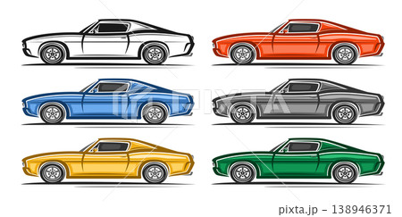 Vector Muscle Car Set 138946371