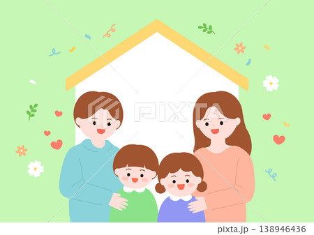 Vector illustration cute family with a house. 138946436