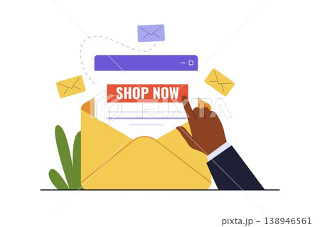 Illustration of Email Call to Action CTA Shop Now Button 138946561