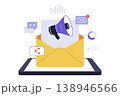 Illustration of Promotional Email and Online Shopping Discount 138946566