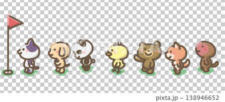 並んでいる動物たちのイラスト 並んでいる動物たちのイラスト 138946652