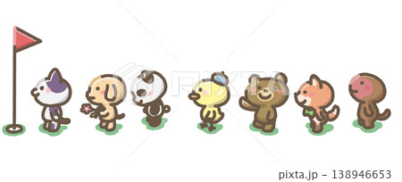 並んでいる動物たちのイラスト 並んでいる動物たちのイラスト 138946653