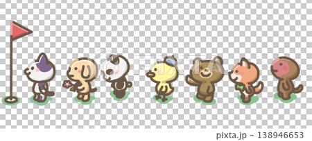 Illustrations of animals lined up Illustrations of animals lined up 138946653