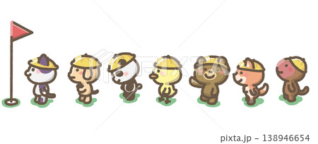 並んでいる動物たちのイラスト 並んでいる動物たちのイラスト 138946654