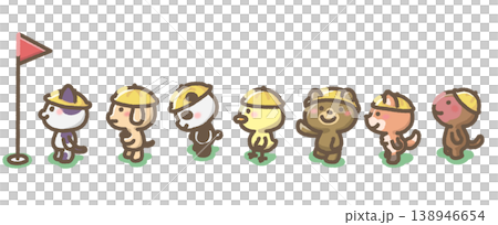 並んでいる動物たちのイラスト 並んでいる動物たちのイラスト 138946654