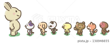 並んでいる動物たちのイラスト 並んでいる動物たちのイラスト 138946655