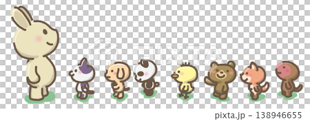 並んでいる動物たちのイラスト 並んでいる動物たちのイラスト 138946655