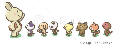 並んでいる動物たちのイラスト 並んでいる動物たちのイラスト 138946657