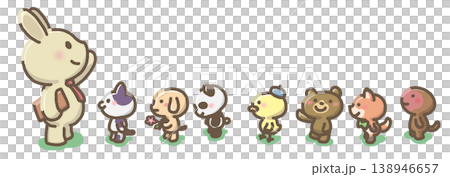 並んでいる動物たちのイラスト 並んでいる動物たちのイラスト 138946657