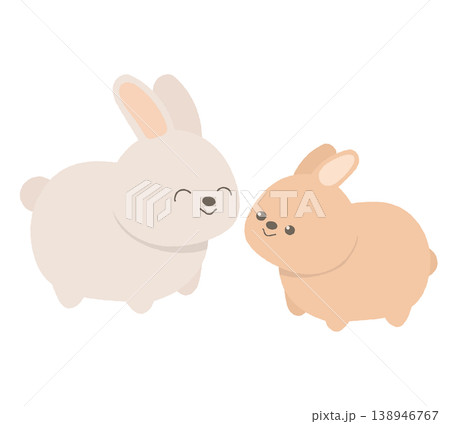 向き合うウサギの親子のイラスト 向き合うウサギの親子のイラスト 138946767