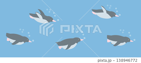 群れで泳ぐペンギンのイラスト 群れで泳ぐペンギンのイラスト 138946772