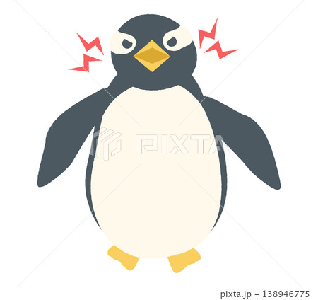 怒ったジェンツーペンギンのイラスト 138946775