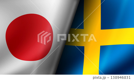 2026 サッカーワールドカップ 日本vsスウェーデン 国旗背景イラスト 2026 サッカーワールドカップ 日本vsスウェーデン 国旗背景イラスト 138946831