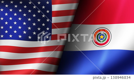 2026 サッカーワールドカップ USAvsパラグアイ 国旗背景イラスト 2026 サッカーワールドカップ USAvsパラグアイ 国旗背景イラスト 138946834