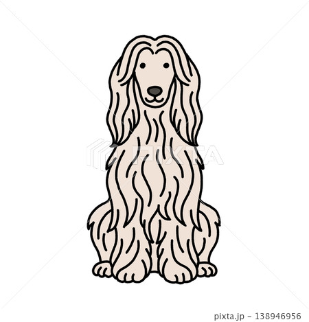 お座りするアフガンハウンドのイラスト 138946956