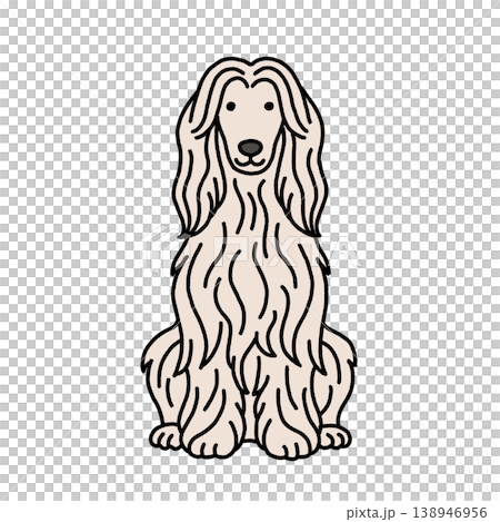 お座りするアフガンハウンドのイラスト 138946956