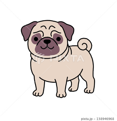 立ち姿のかわいいパグのイラスト 138946968
