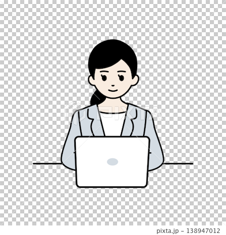 Illustration of a businesswoman working on a computer 138947012