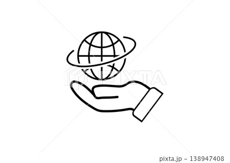 Hand Holding Globe Icon Symbolizing Global Support, Sustainability, Business and Technology Hand Holding Globe Icon Symbolizing Global Support, Sustainability, Business and Technology 138947408