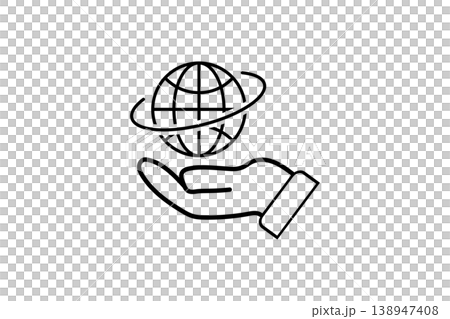 Hand Holding Globe Icon Symbolizing Global Support, Sustainability, Business and Technology 138947408