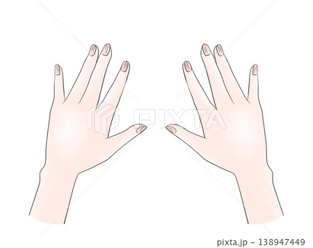 傷んだ爪のイラスト　割れ、欠け、縦線 138947449
